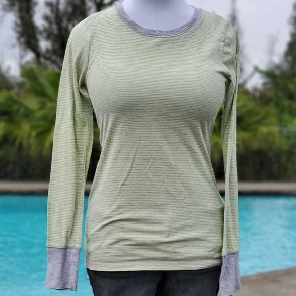 Mossimo striped long sleeve shirt sz M, gray/green - Picture 6 of 16